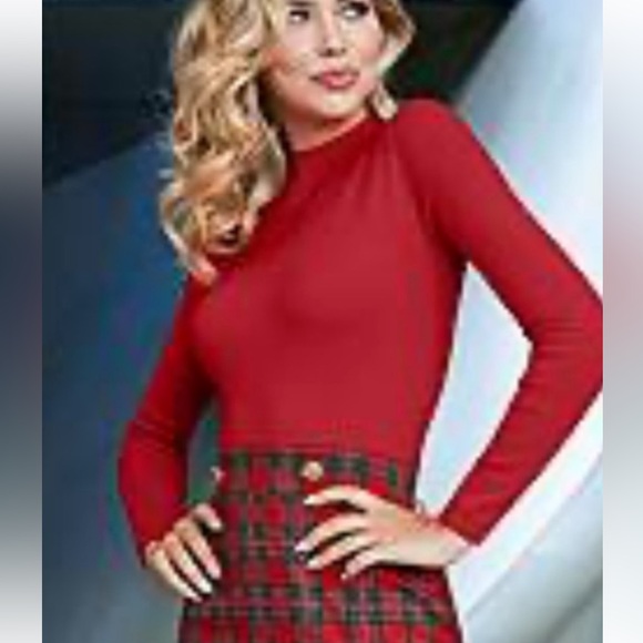 Venus plaid tartan dress with gold buttons - Picture 2 of 7